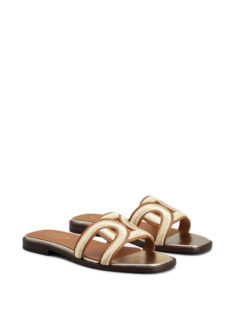 Tod's embroidered-strap leather sandals outlook