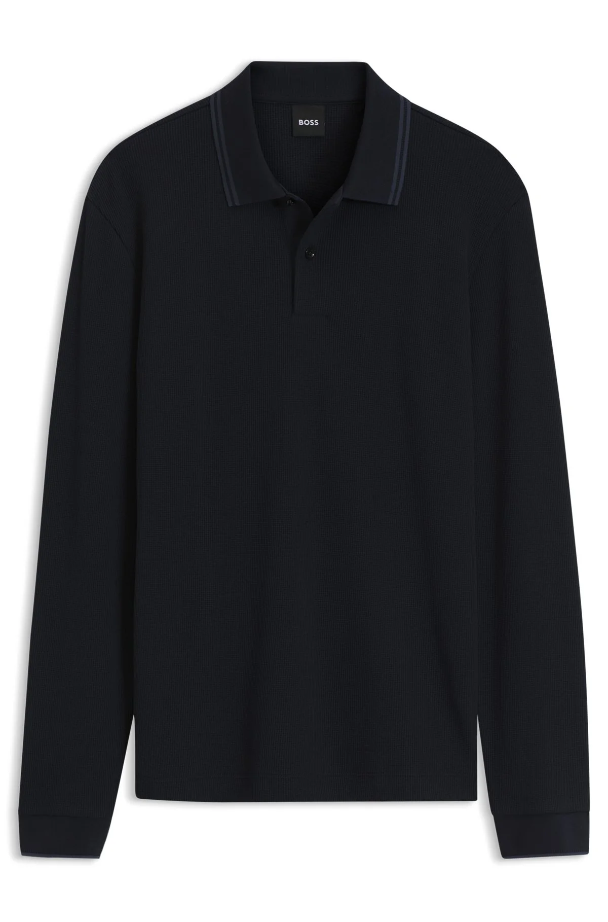 WAFFLE-TEXTURED POLO SHIRT IN STRETCH COTTON - 1