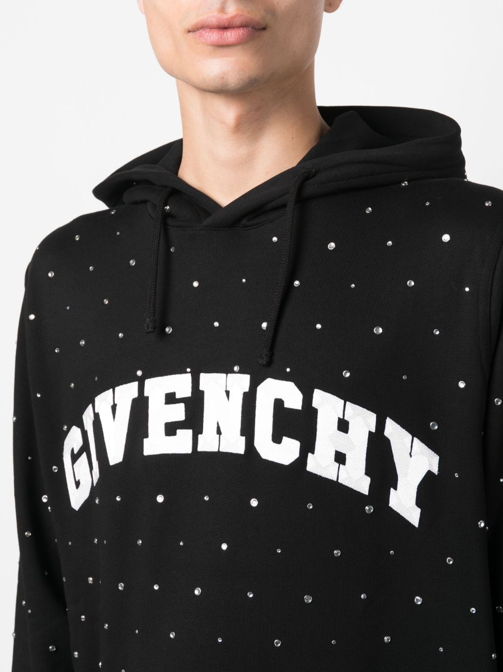 logo-print rhinestone-embellished hoodie - 5