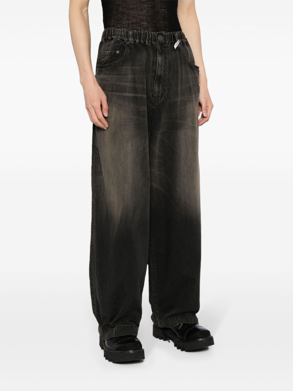 contrasting panel mid-rise wide-leg jeans - 3