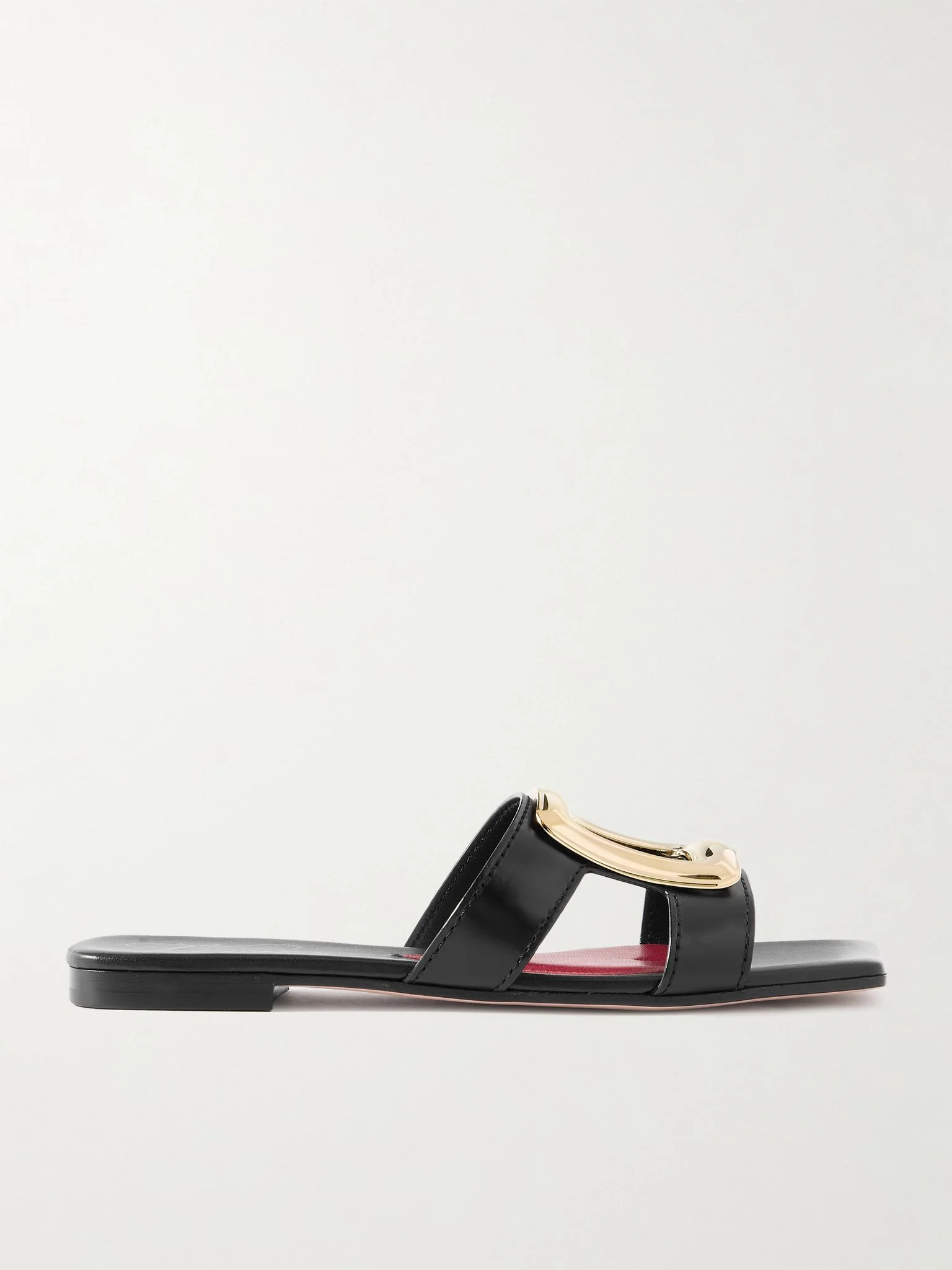 Nagoya embellished cutout leather slides Black - 1
