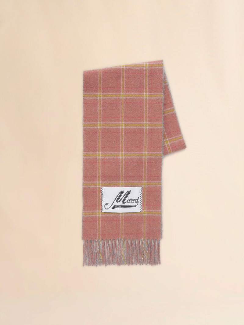 PINK WOOL-BLEND SCARF WITH CHECKED PATTERN 1