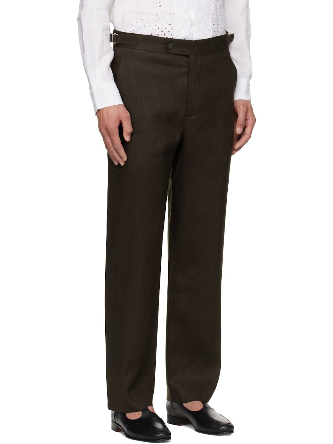 Nrown Lightweight Linen Side-Buckle Trousers - 2
