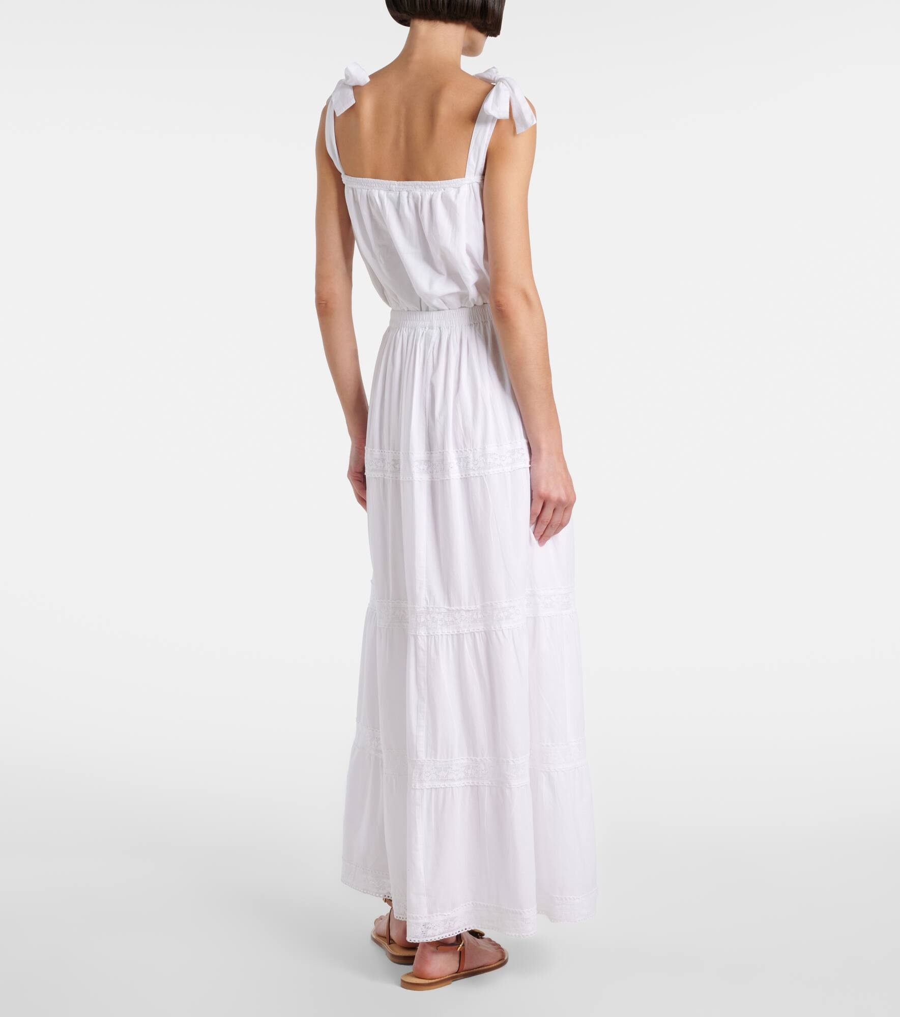 Cate lace-trimmed cotton maxi skirt - 3
