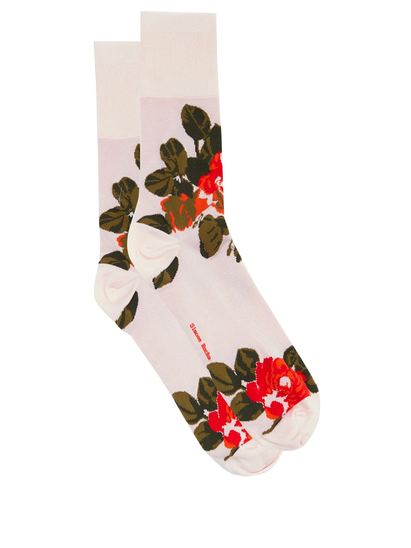 Rose-jacquard jersey socks - 1