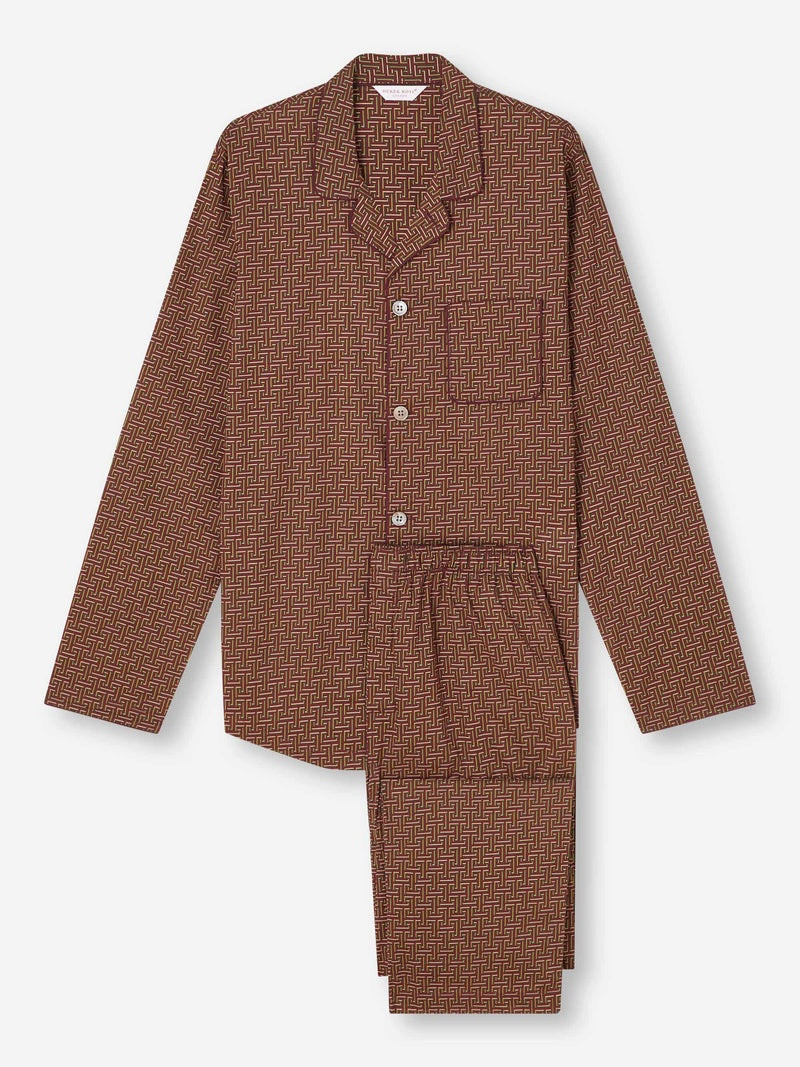 Men's Modern Fit Pajamas Ledbury 72 Cotton Batiste Burgundy 1
