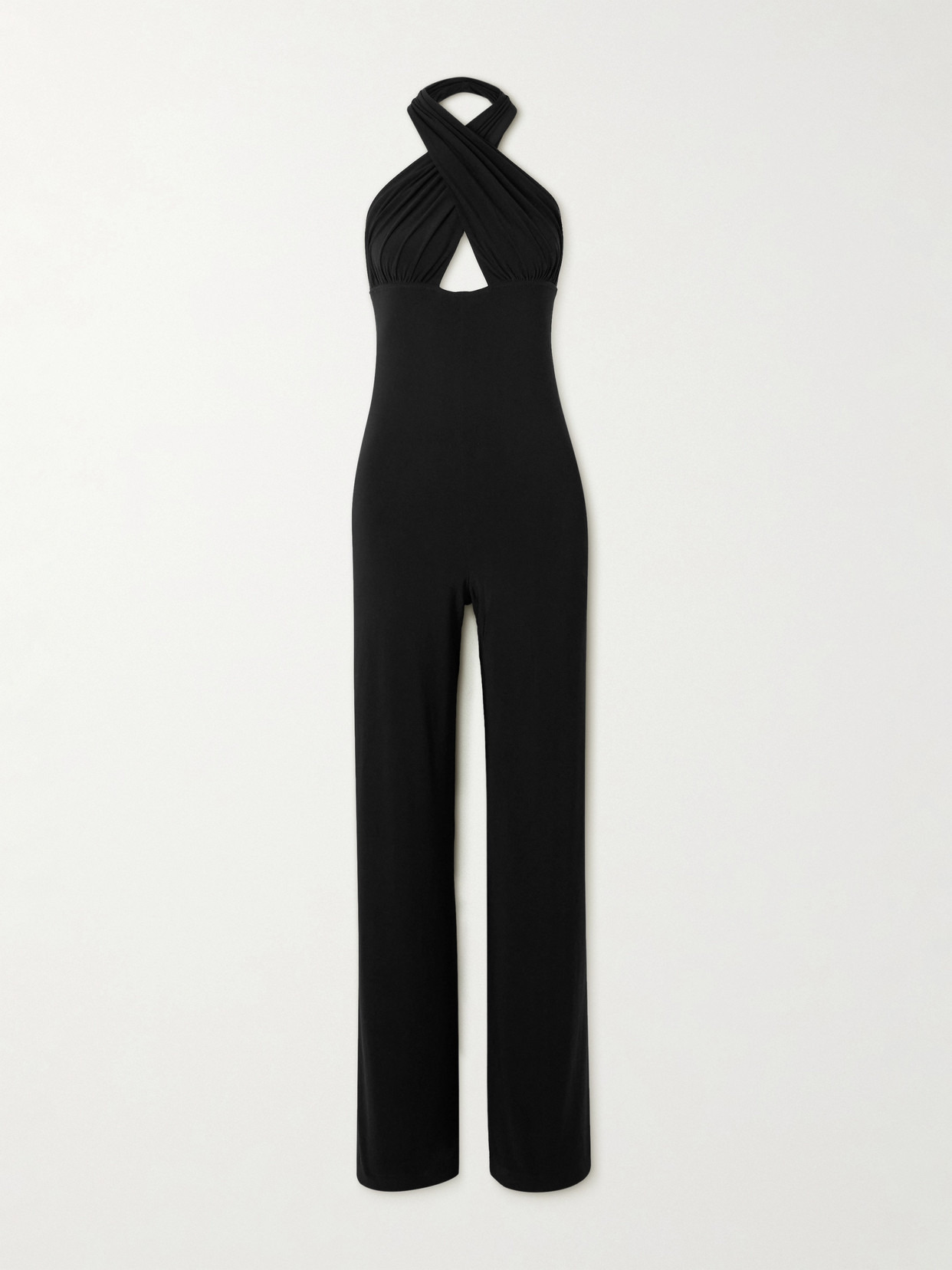 Gathered Stretch-jersey Halterneck Jumpsuit - 1