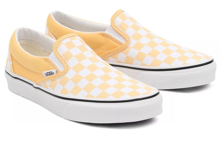 Vans Checkerboard Classic Slip-On Low-Top Sneakers White/Yellow VN000XG8AZV - 3