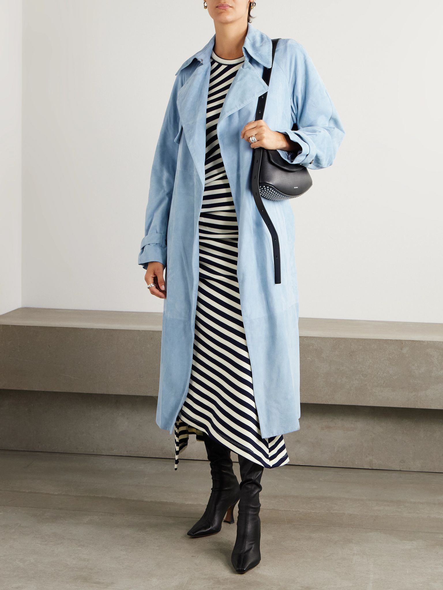 Ramona belted suede coat Light blue - 2