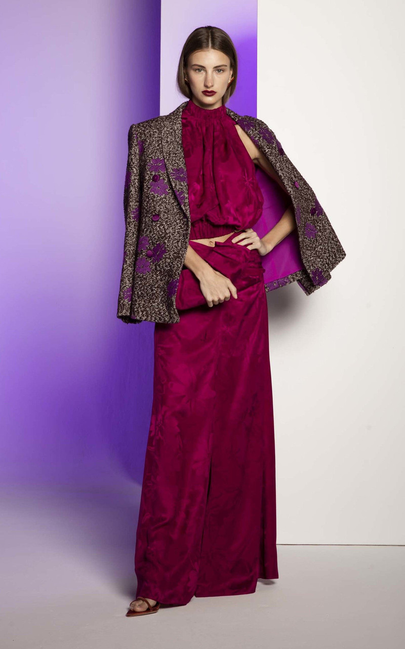SILVIA TCHERASSI Stefano Gathered Blouse burgundy outlook