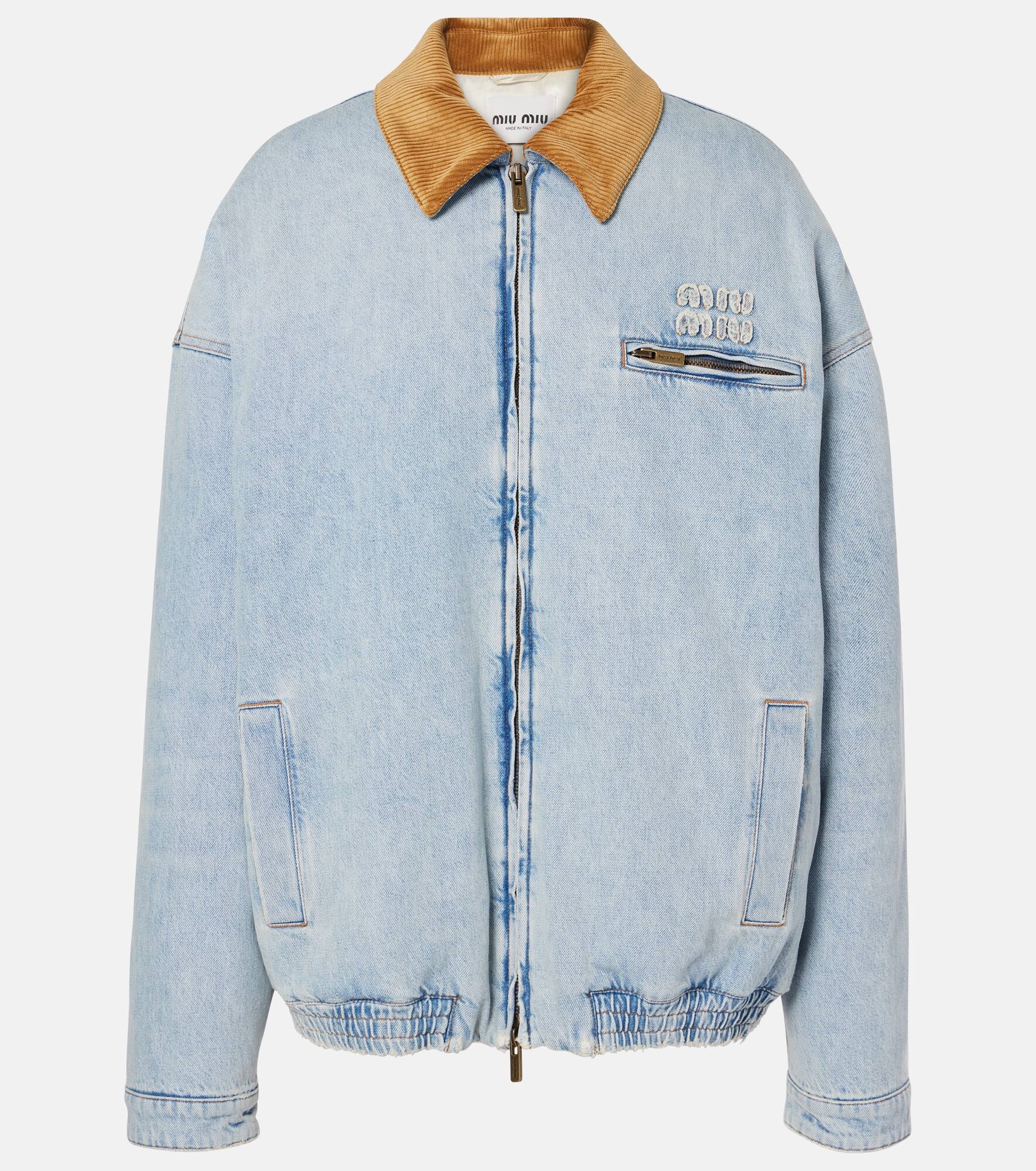 Logo denim puffer jacket - 1