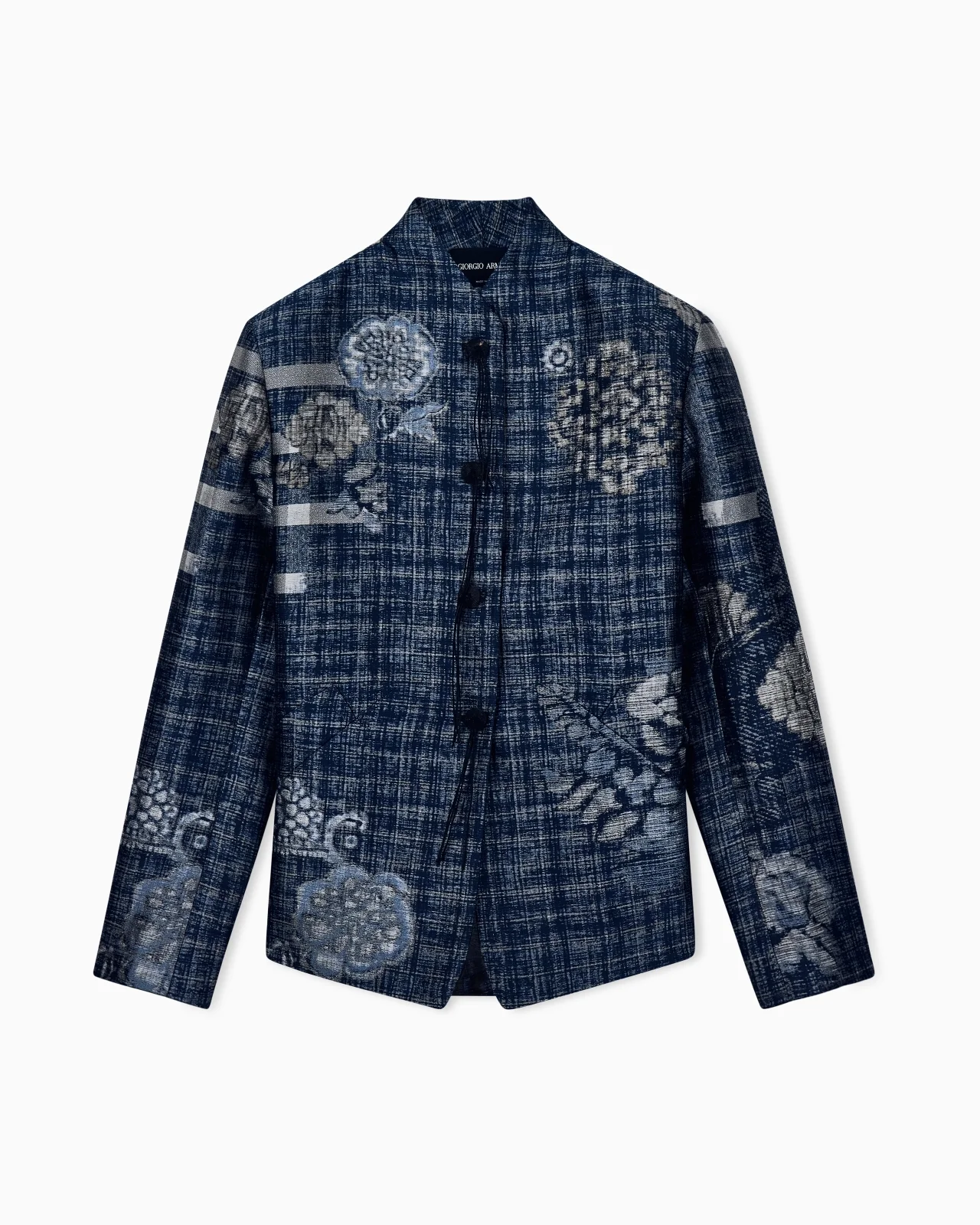 FLORAL JACQUARD BLAZER WITH A GURU COLLAR AND TASSEL BUTTON - 1
