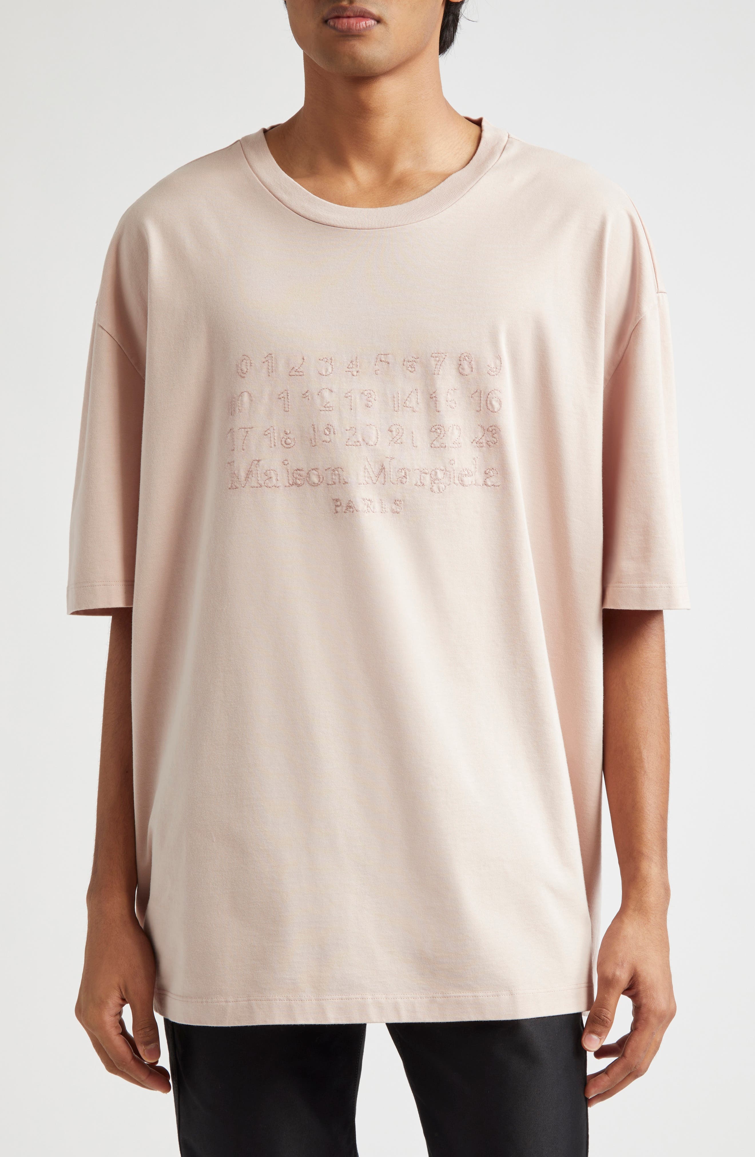 Maison Margiela Number Logo Embroidered Cotton T-Shirt in Buff at Nordstrom - 1