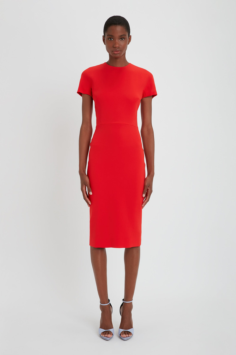 Victoria Beckham Fitted T-shirt Dress In Bright Red outlook