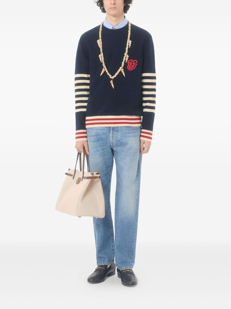 Valentino embroidery striped sweater outlook
