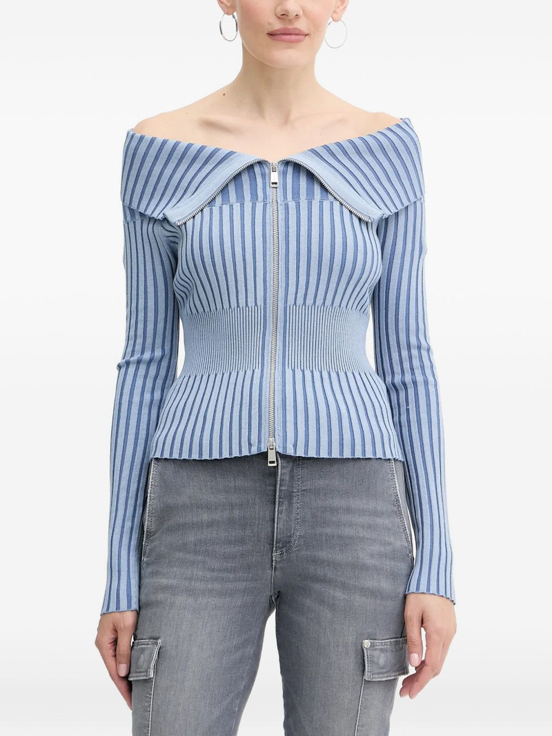 striped zip-up sweater 1