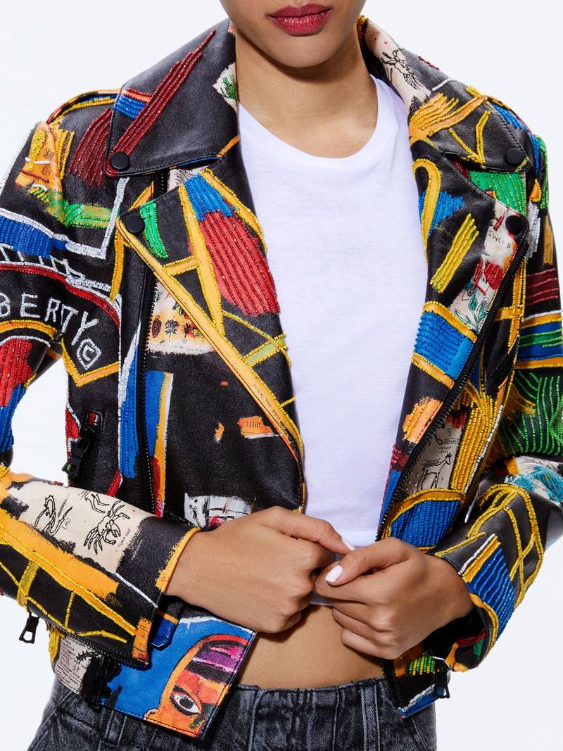 A+O X BASQUIAT CODY EMBELLISHED LEATHER JACKET 5