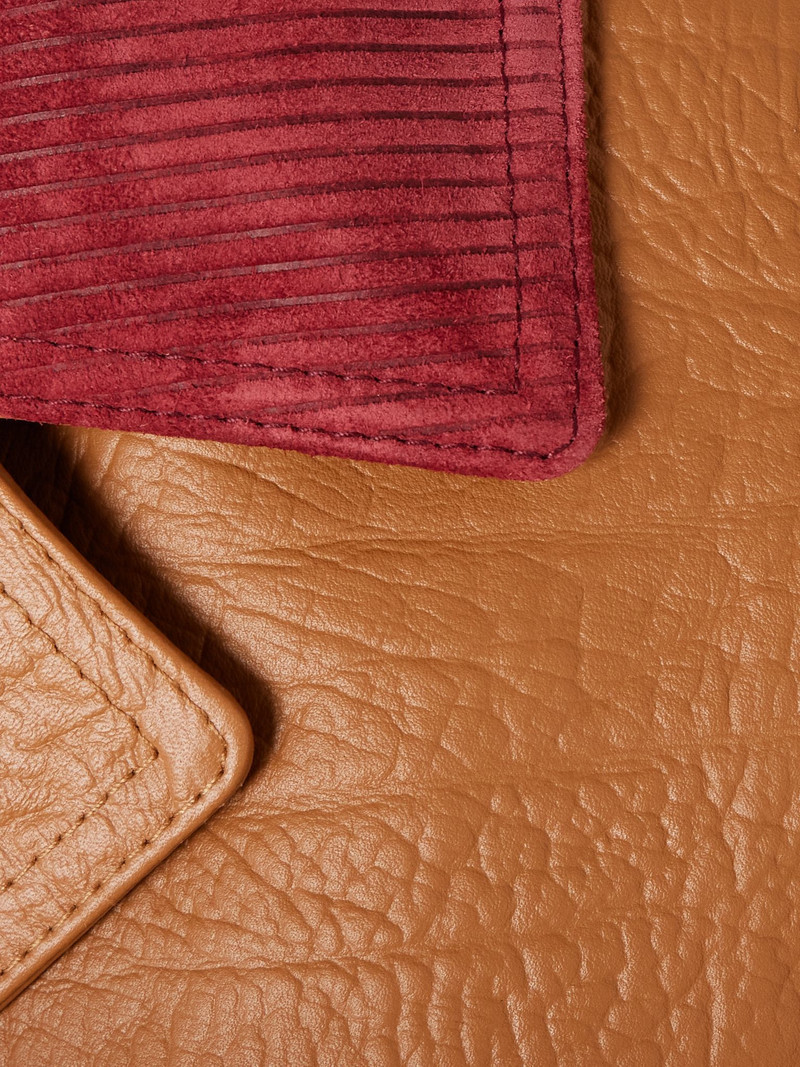 Oversized suede-trimmed textured-leather jacket Brown 5