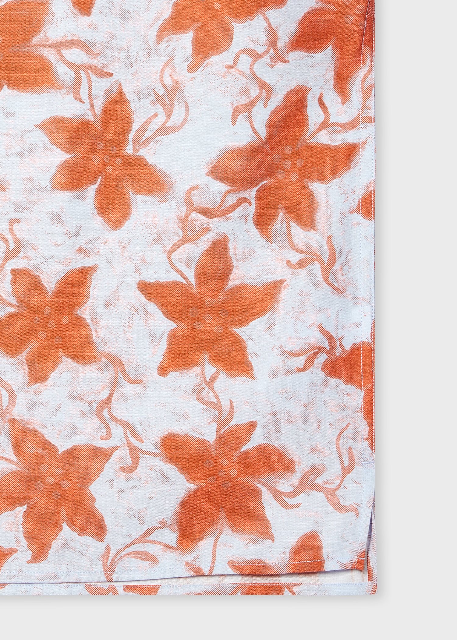 Pale Blue Orange 'Gentian Flower' Print Short-Sleeve Shirt - 3
