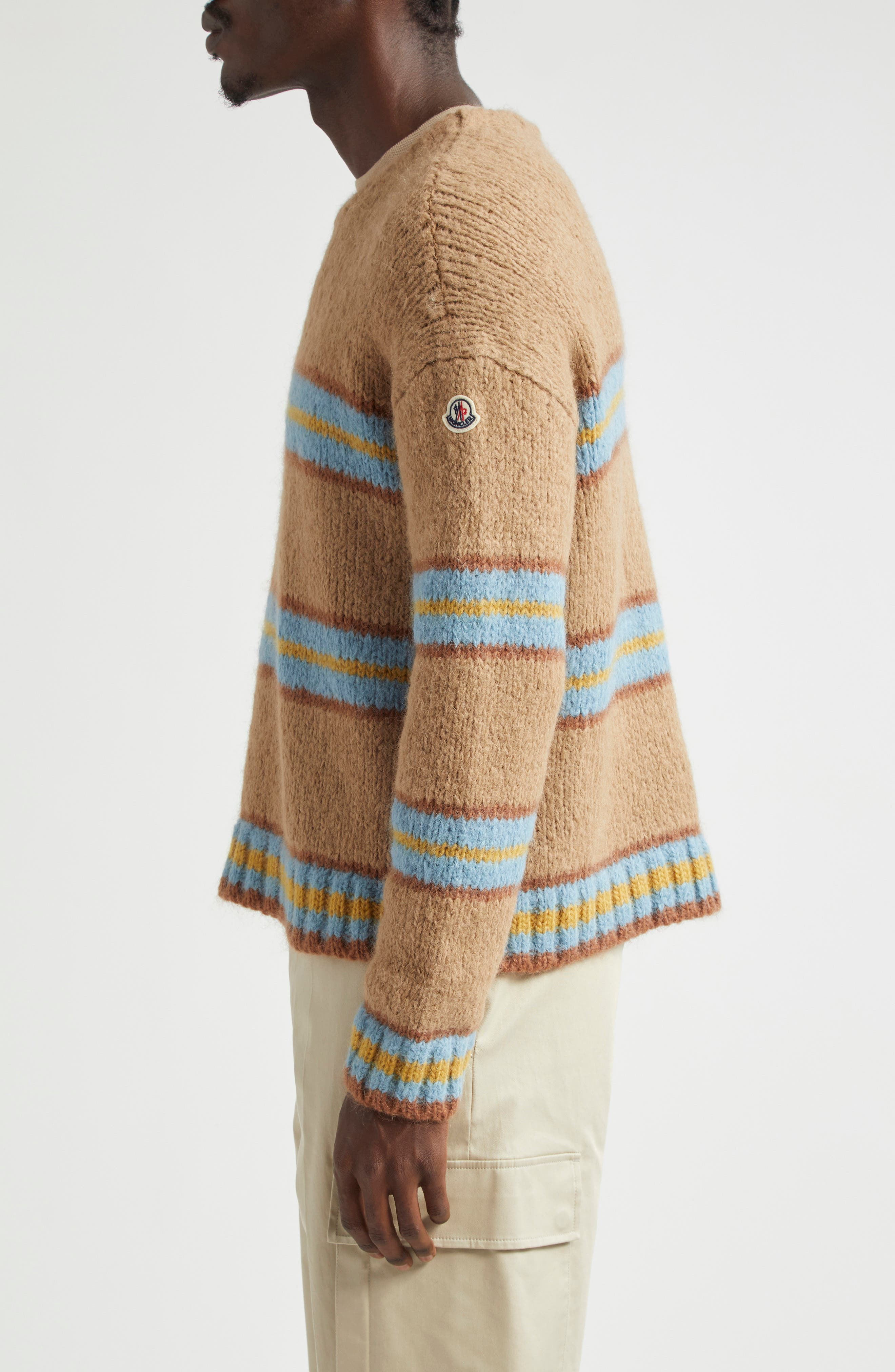 Moncler Stripe Alpaca & Wool Blend Sweater in Beige at Nordstrom - 3