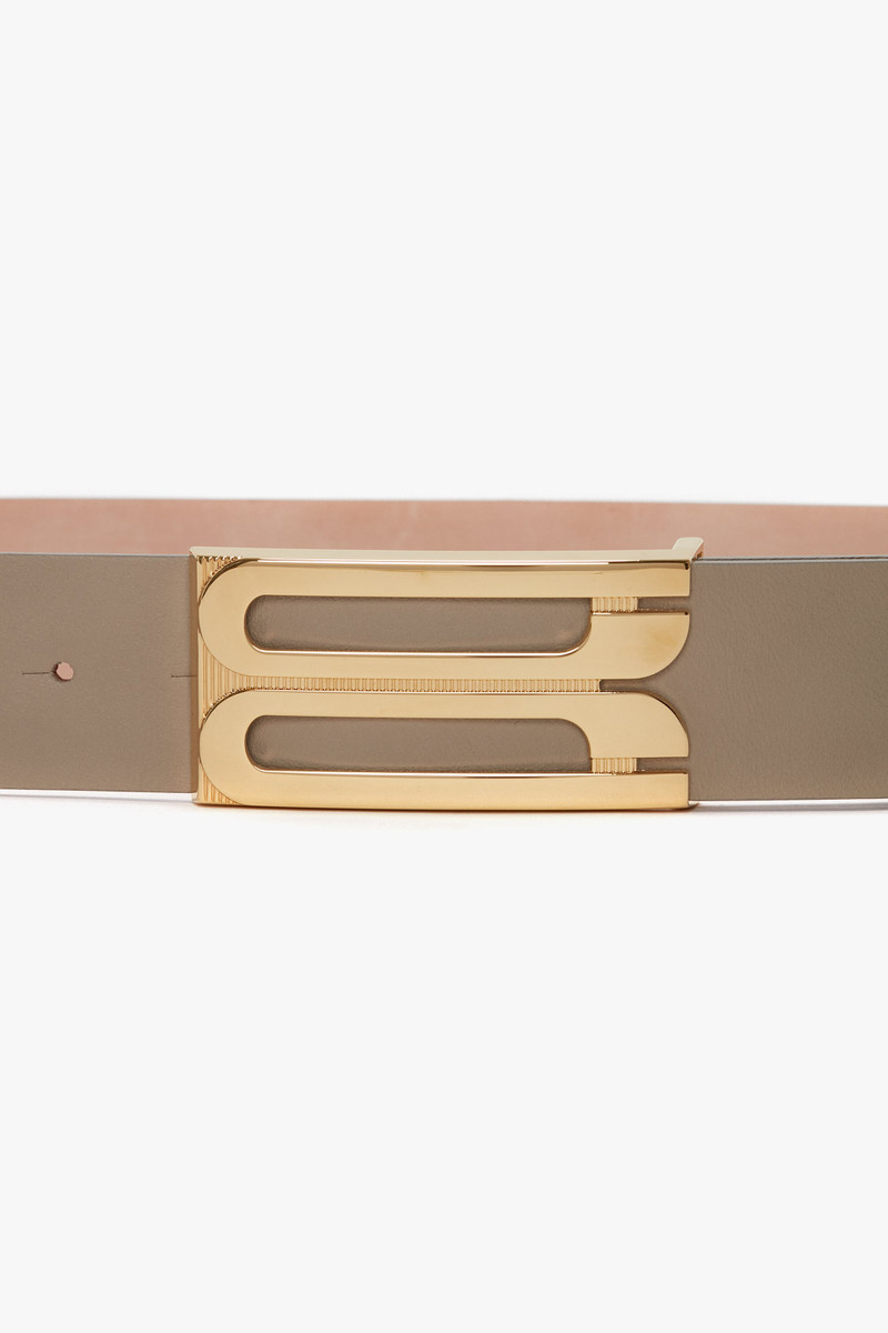 Exclusive Jumbo Frame Belt In Beige Leather 3