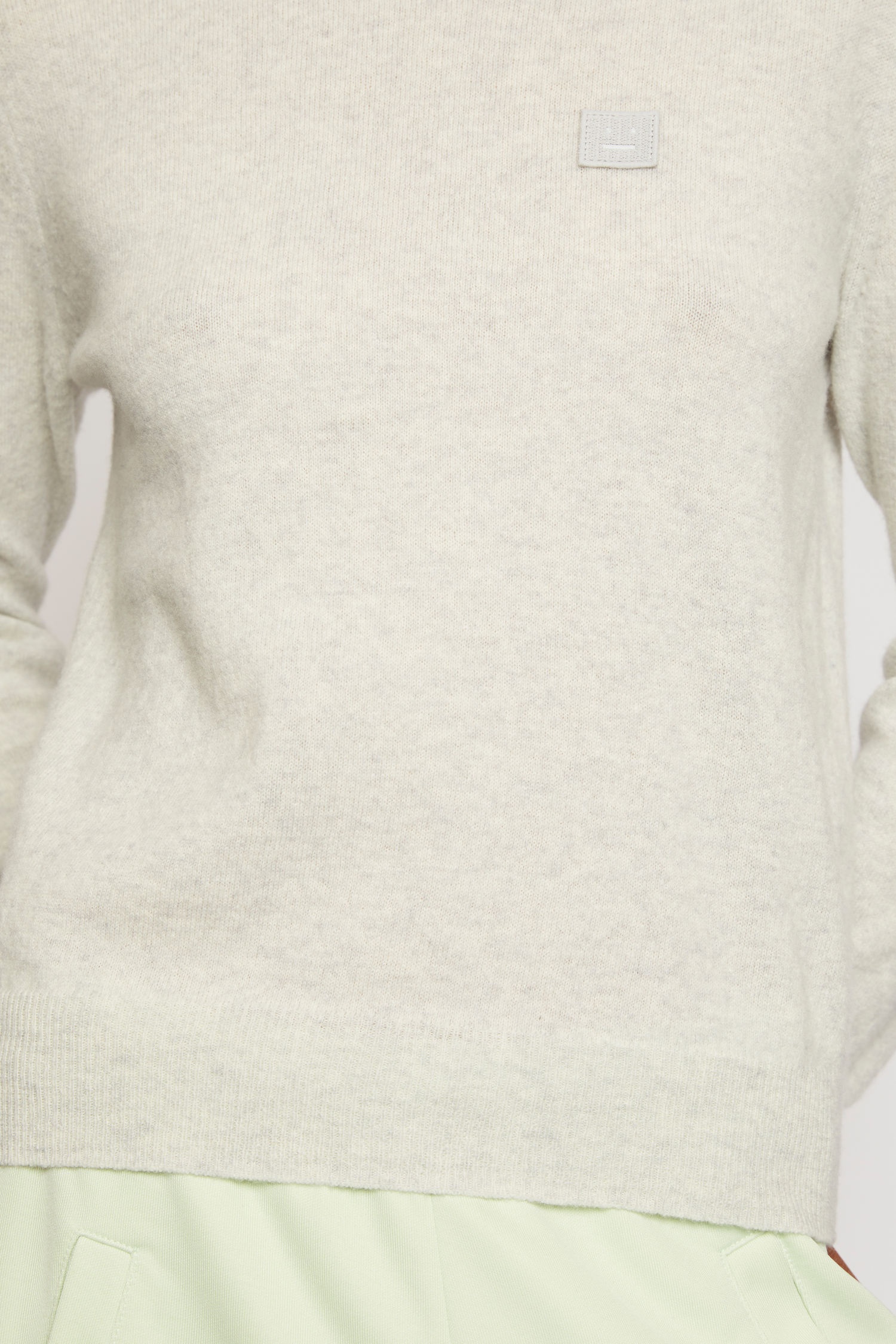 Wool crew neck sweater light grey melange - 4