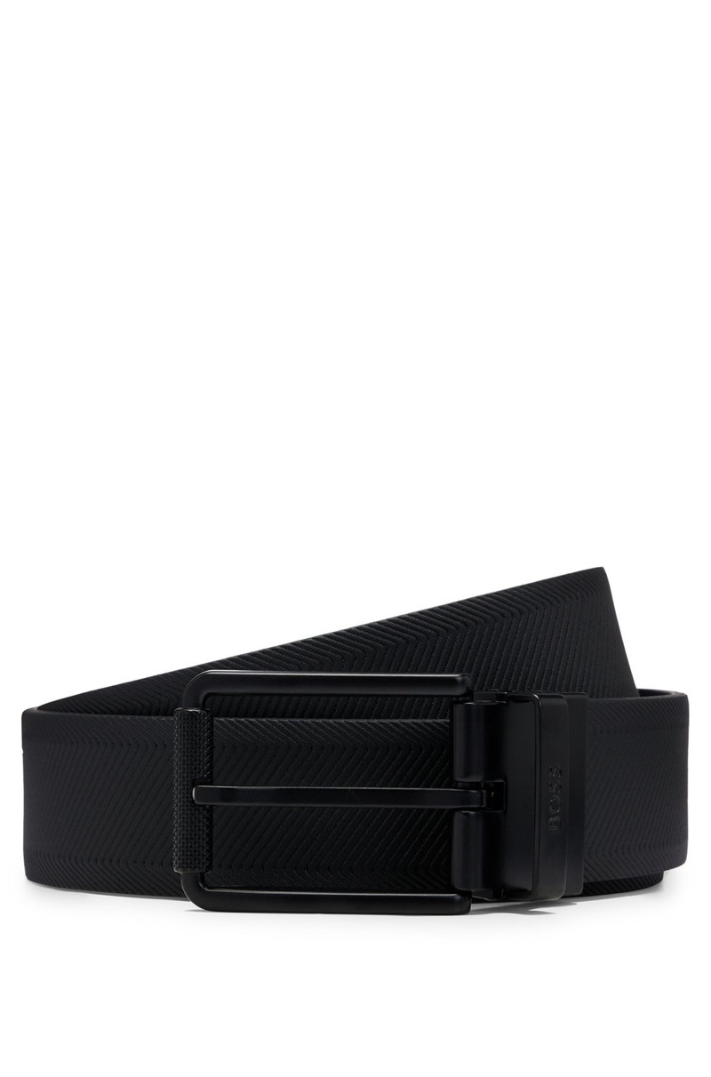 REVERSIBLE LEATHER BELT WITH BLACK-VARNISHED ROLLER BUCKLE 1