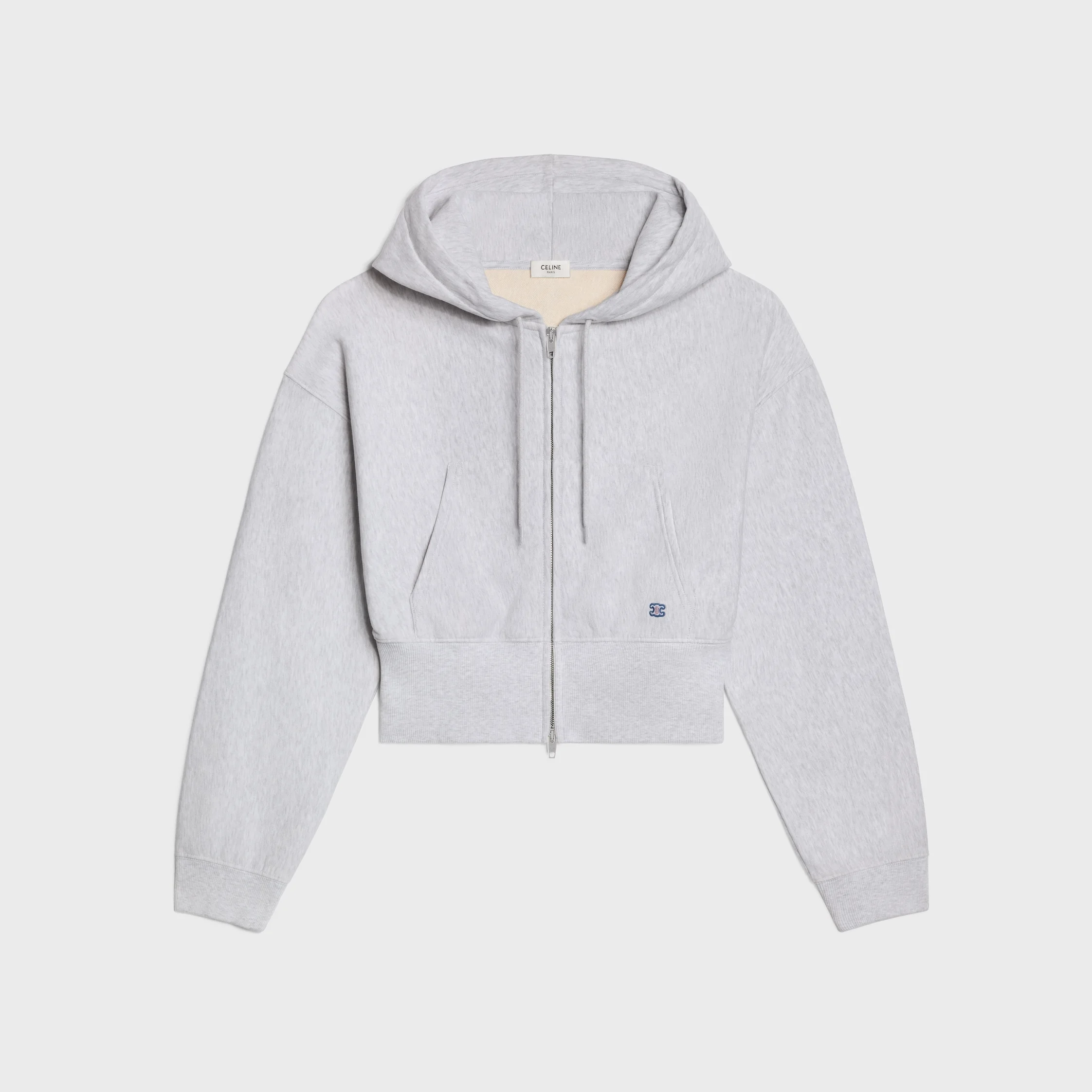 cropped zipped hoodie IN cotton fleece - 1