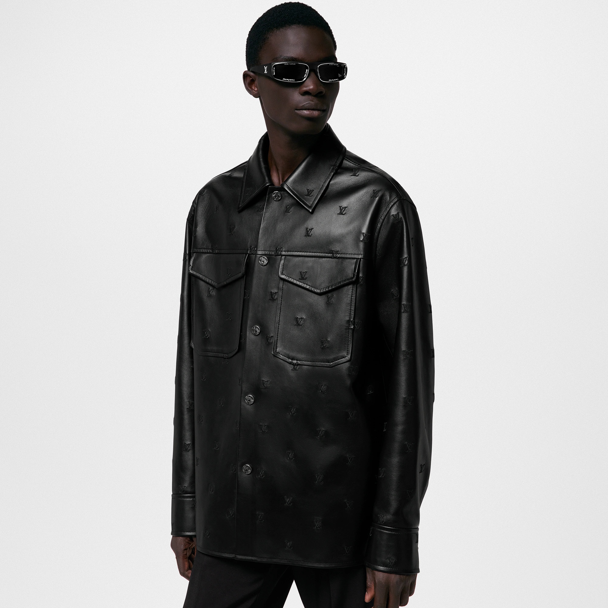 Embroidered Leather Signature Overshirt - 2