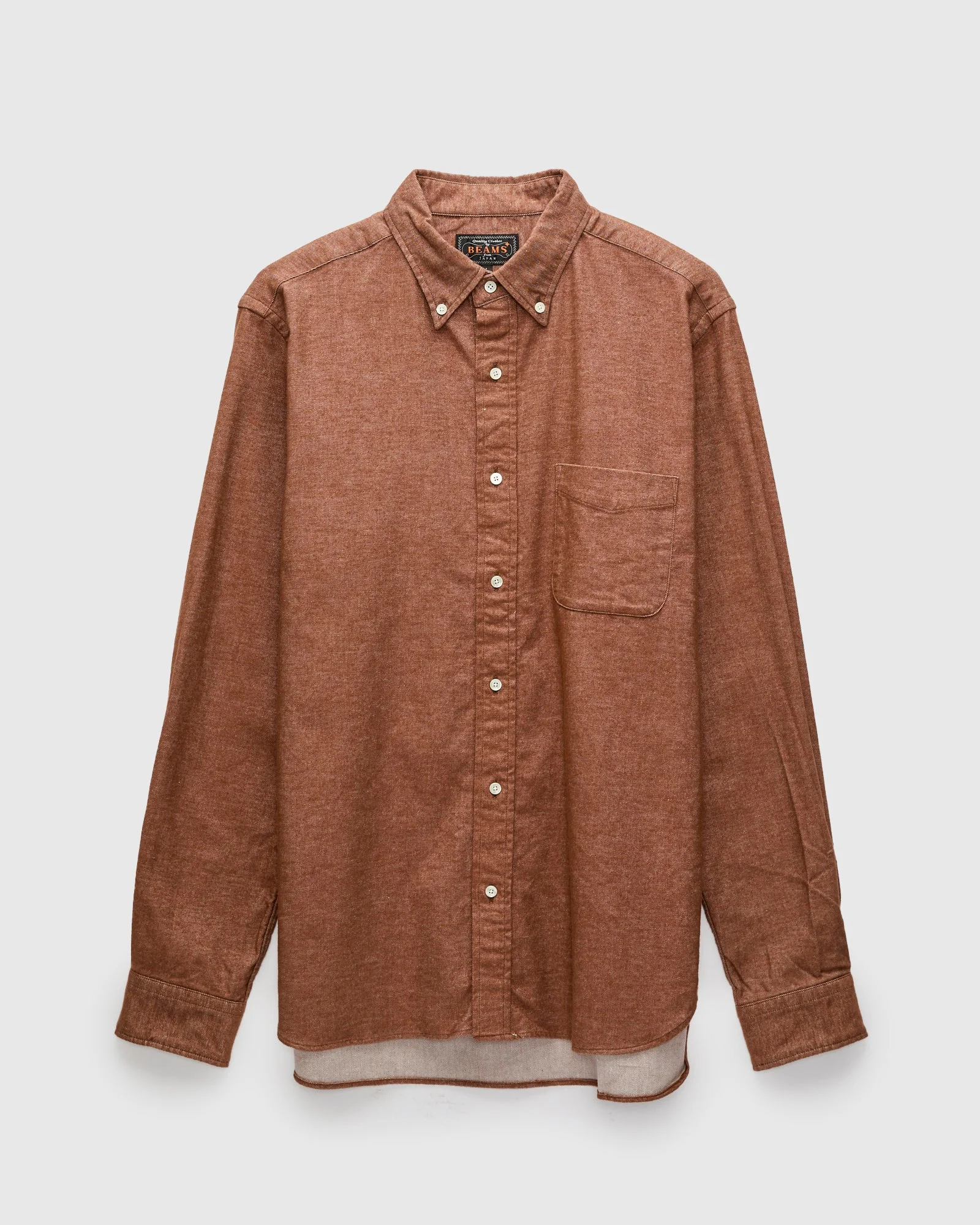 Solid Flannel Button-Down Shirt in Brown - 1