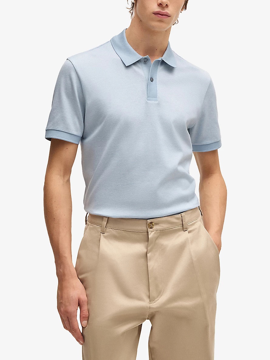 Short-sleeved contrast-trim cotton polo shirt - 3