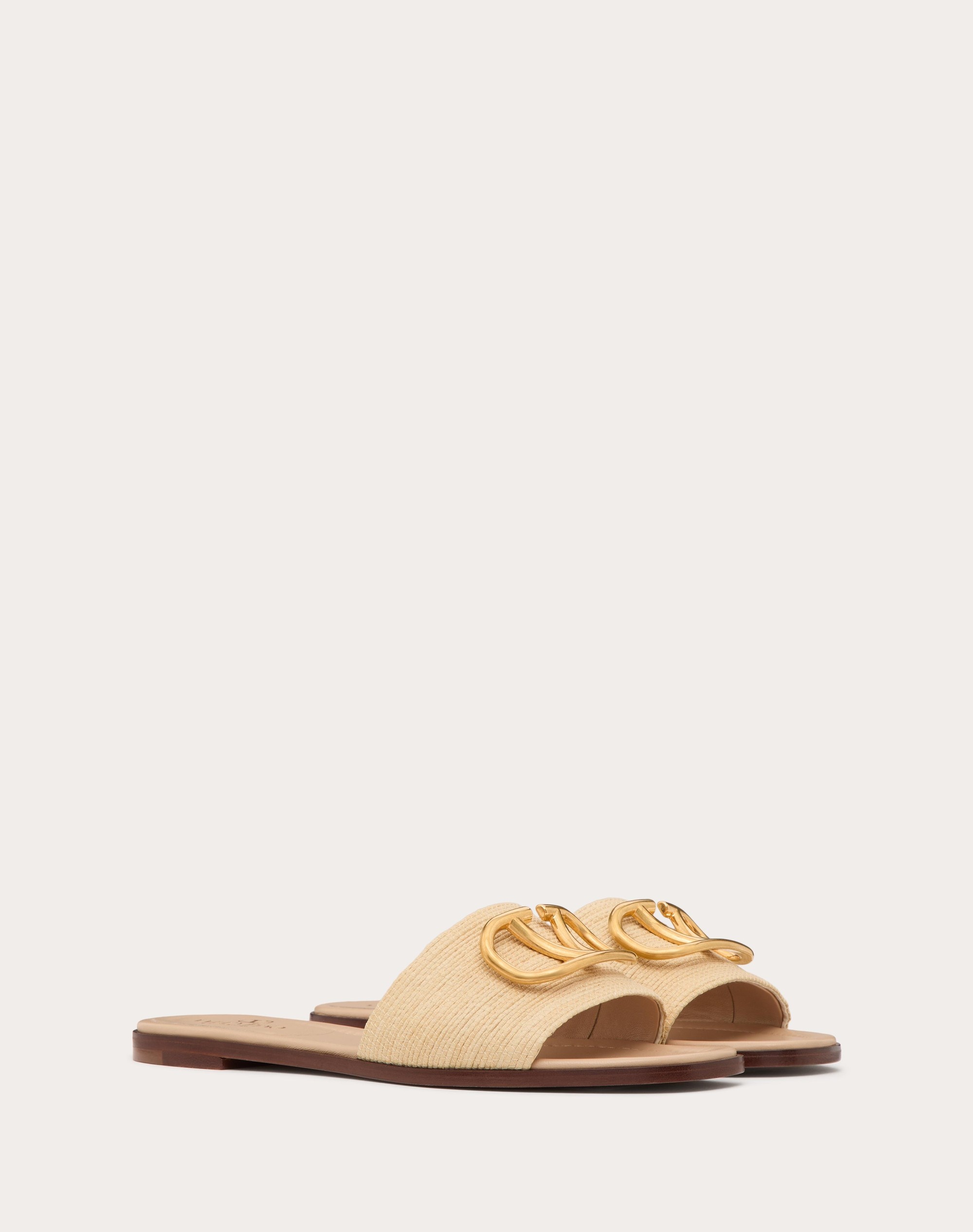 VLOGO SIGNATURE SLIDE SANDAL IN RAFFIA - 2