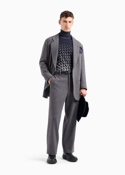 GIORGIO ARMANI Plated jacquard wool and viscose rollneck jumper outlook