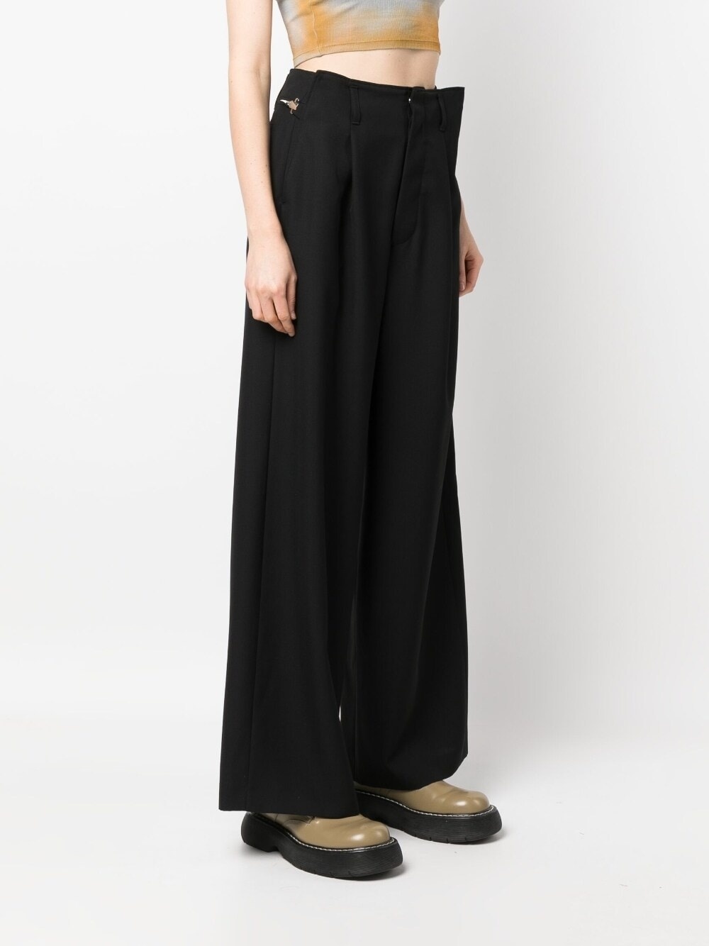 wide-leg wool trousers - 3