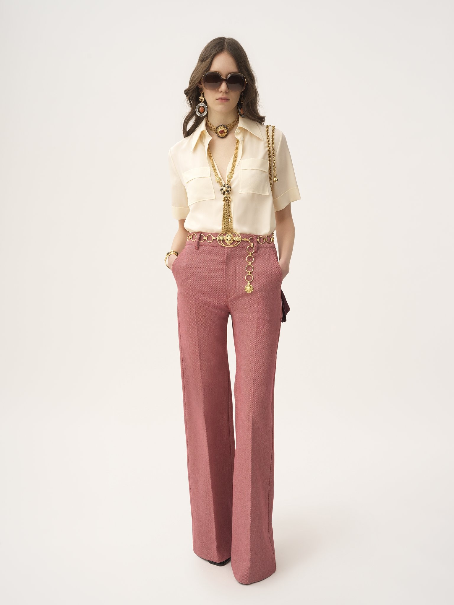 SHORT-SLEEVE BLOUSE IN CRÊPE DE CHINE - 3