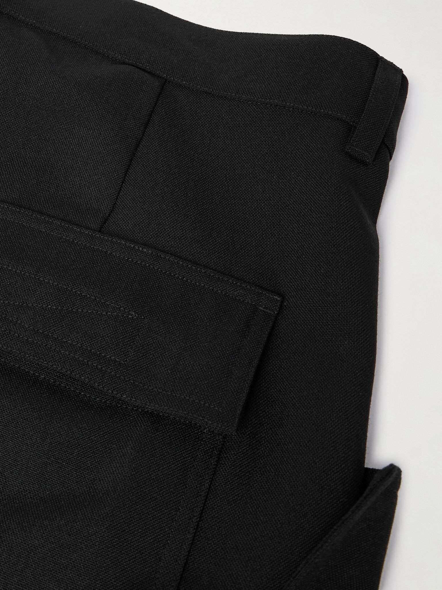 Stefan Wide-Leg Grain De Poudre Wool Trousers Black - 5