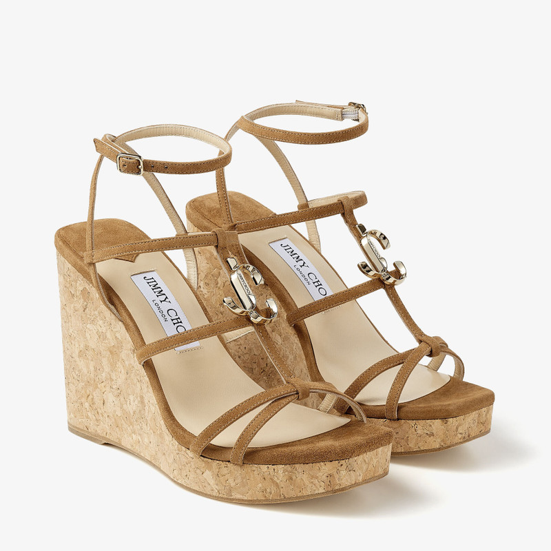 JC Wedge 110 Cuoio Suede Wedges with JC Emblem 3