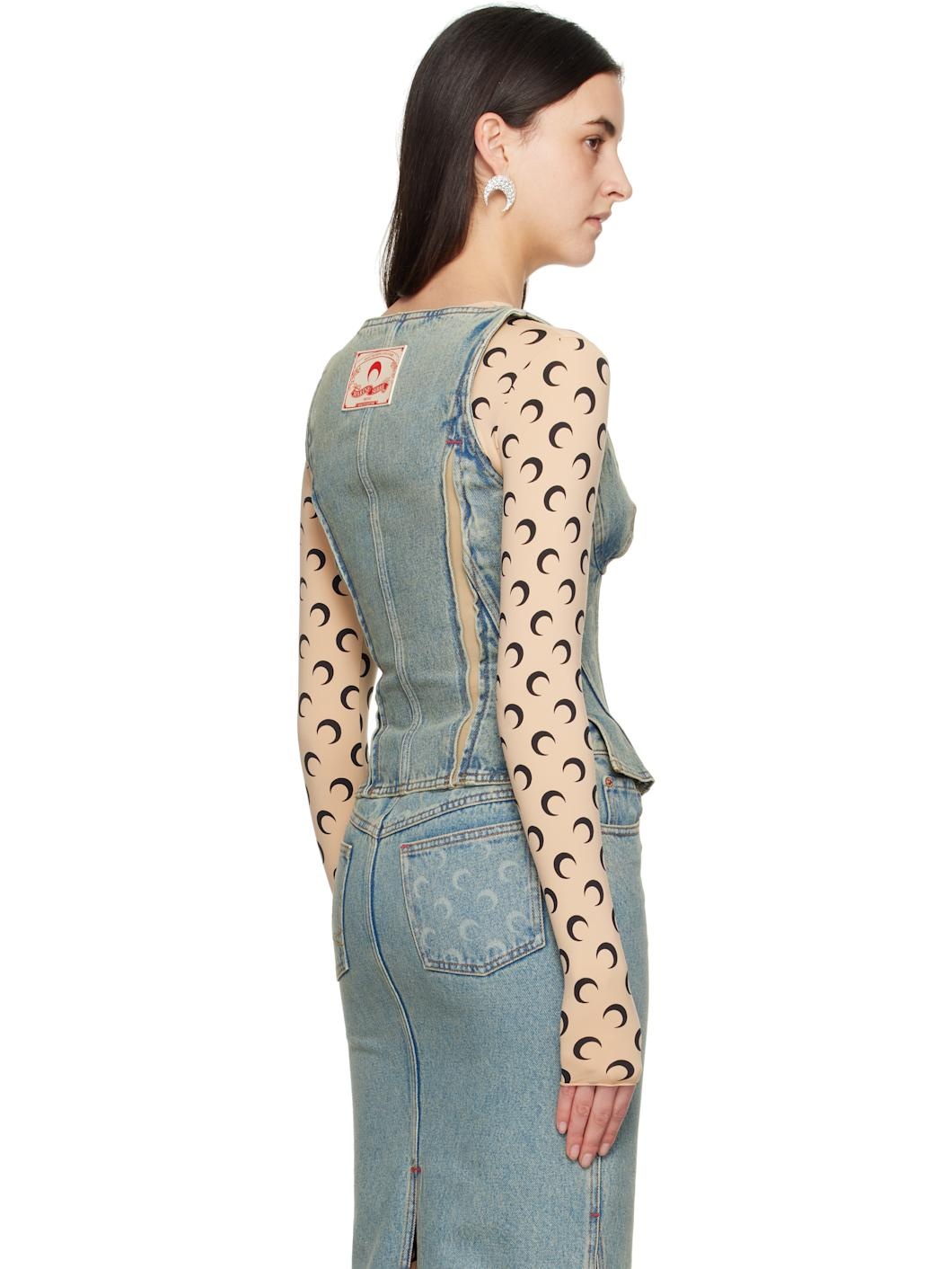 Blue Moon Laser Denim Corset Tank Top - 3