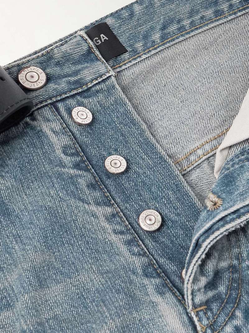 Straight-Leg Belted Distressed Selvedge Jeans 3