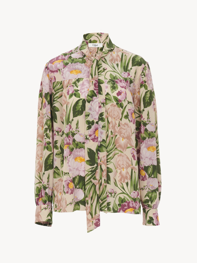 Chloé MAXI GATHERED LAVALLIÈRE BLOUSE IN CRÊPE DE CHINE outlook