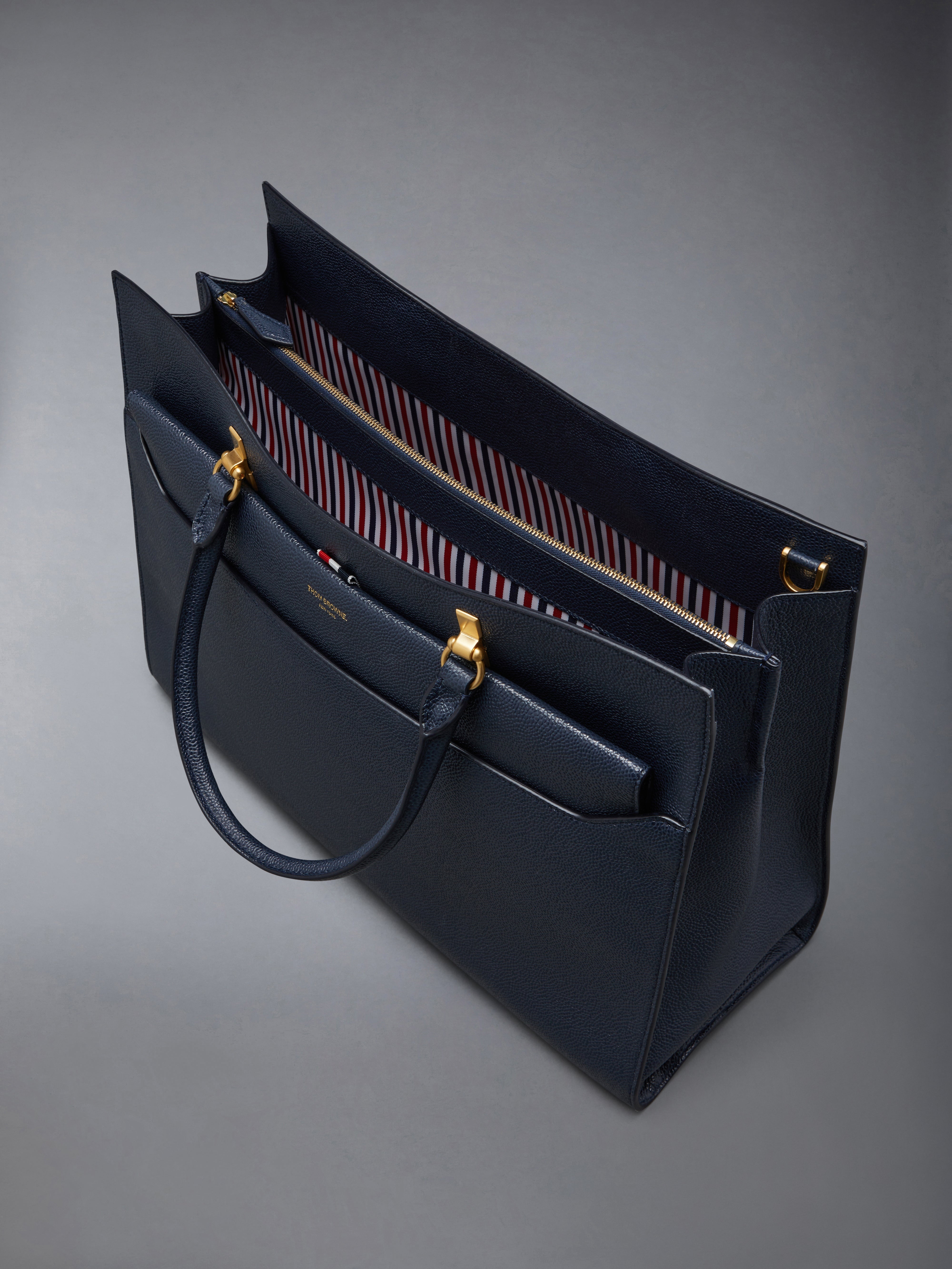 Pebble Grain Leather Large Duet Tote - 5