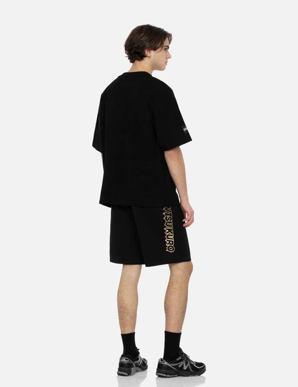 Metallic Logo Print Relax Fit Sweat Shorts - 3