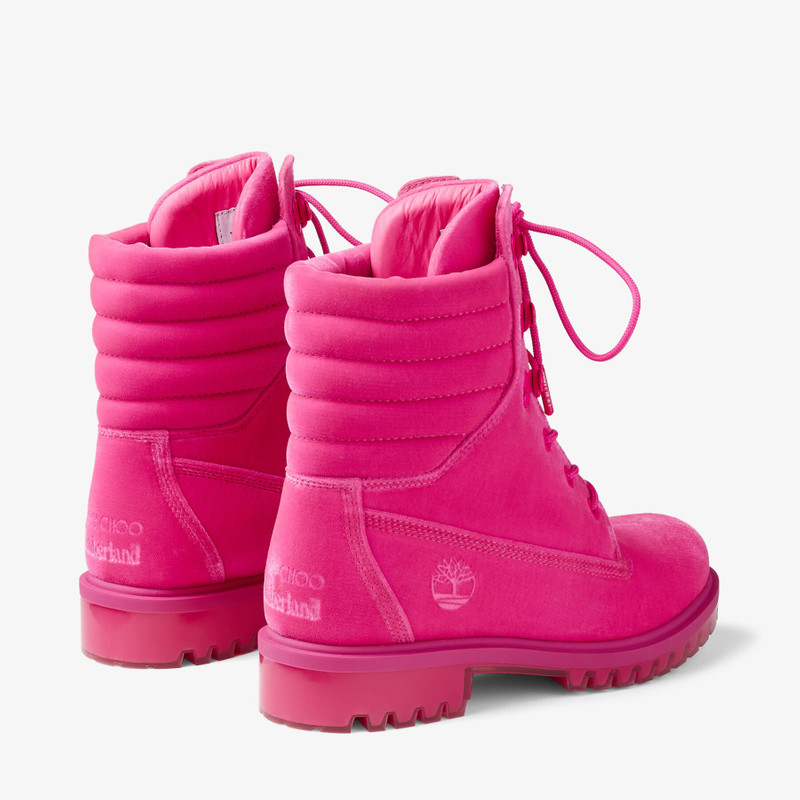 JIMMY CHOO X TIMBERLAND 8 INCH PUFFER BOOT Hot Pink Timberland Velvet Ankle Boots 6