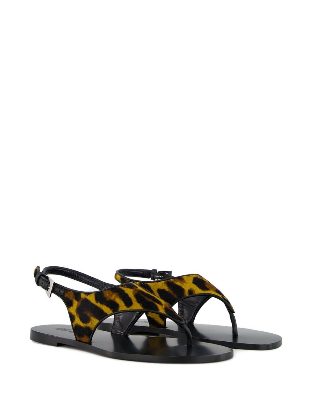 leopard-print flat sandals - 3