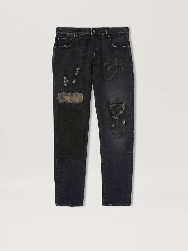 PATCHWORK REGULAR DENIM PANTS 1