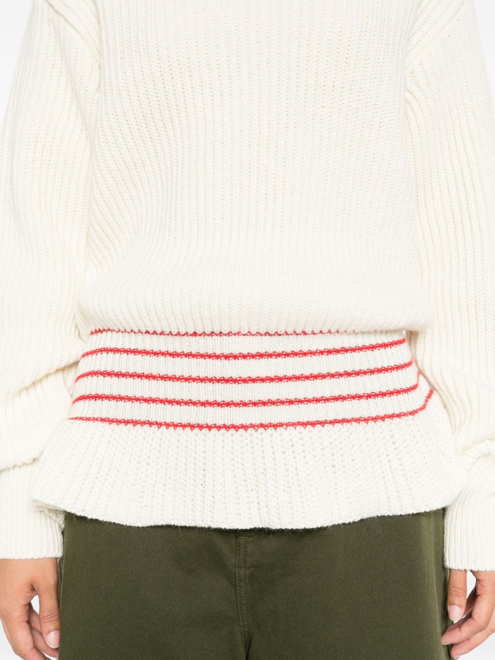ribbed turtleneck stripe-detail sweater - 5