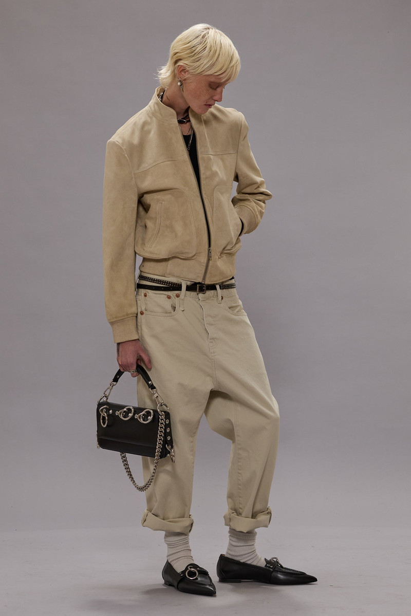 R13 SHRUNKEN LEATHER JACKET WITH STAND COLLAR outlook