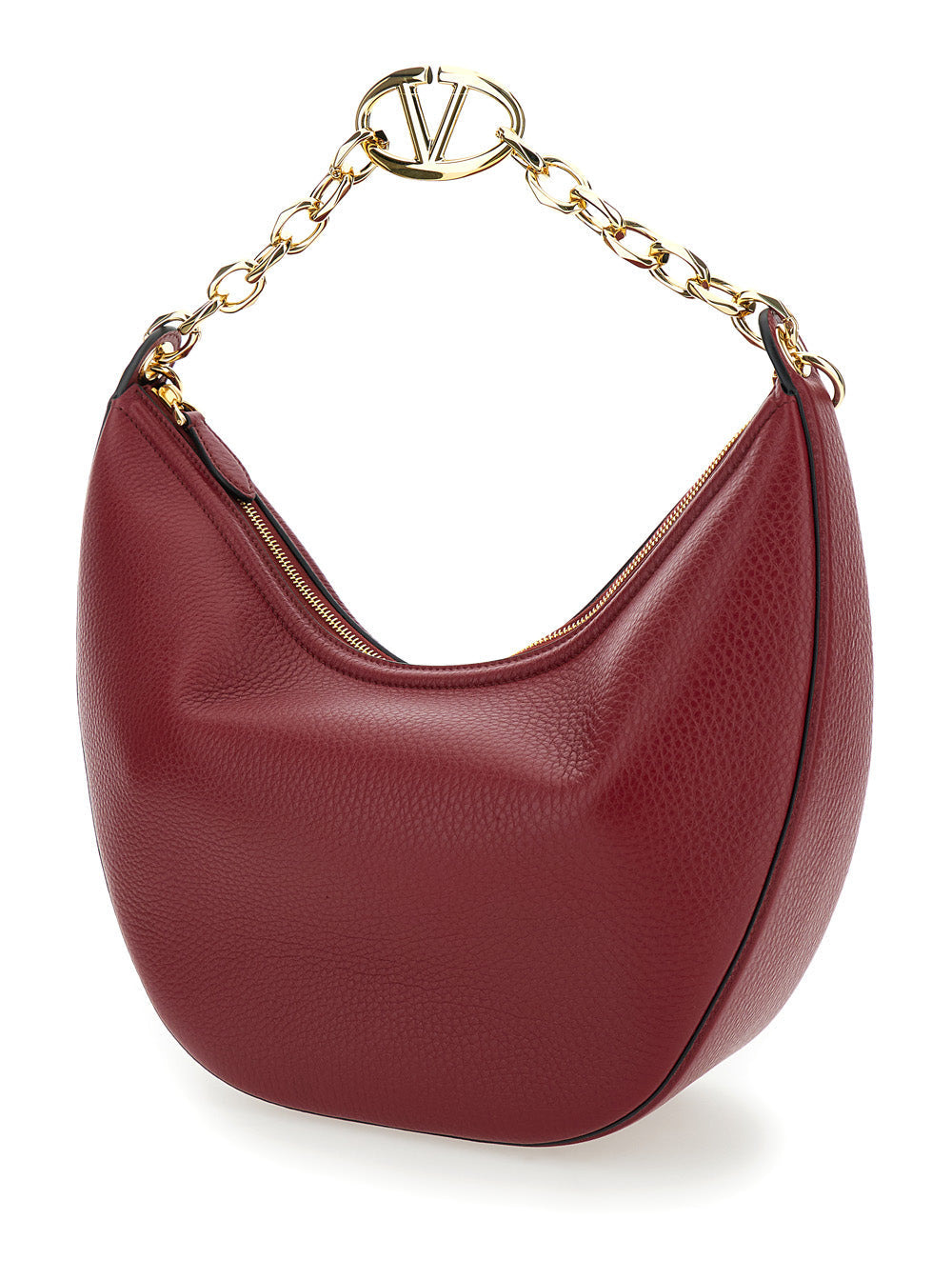 Valentino Garavani Women 'Vlogo Moon' Bordeaux Hobo Shoulder Bag In Grainy Leather Woman - 2