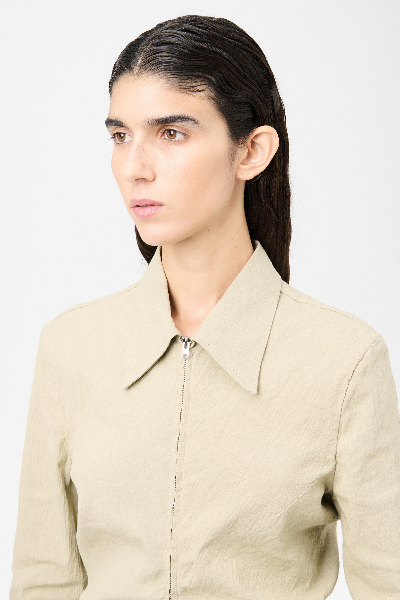 Slim Zip Shirt Dry Grass Rugged Lincot - 2