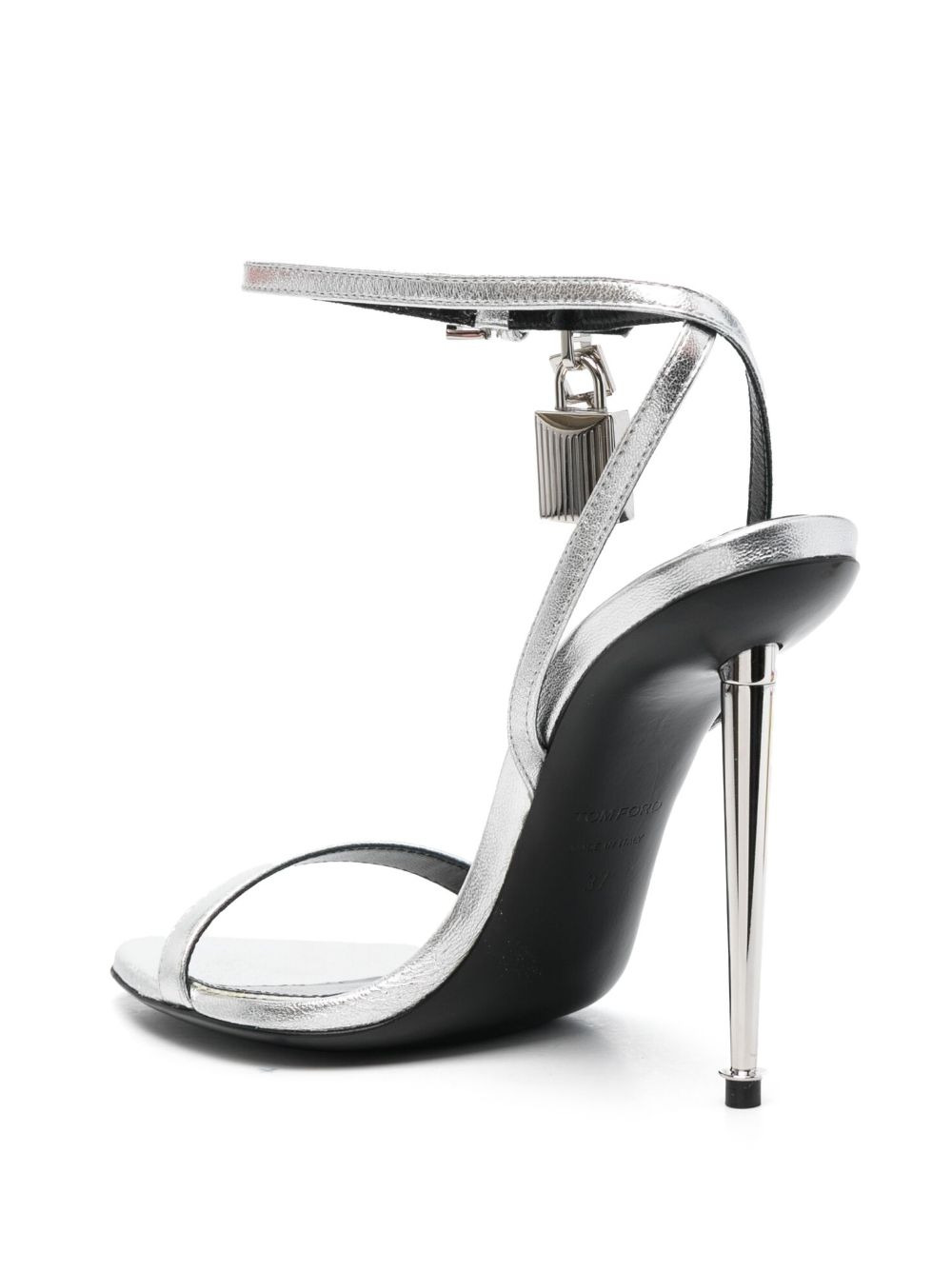 padlock-detail metallic sandals - 3